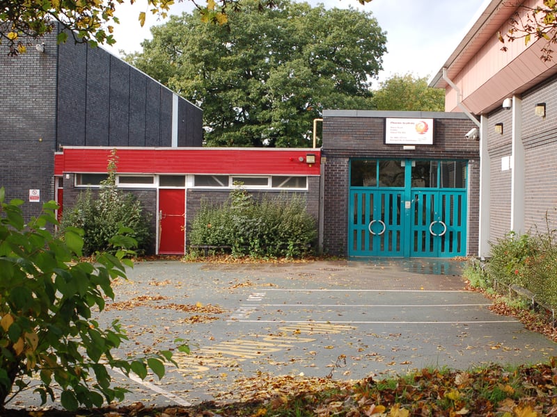 The school entrance in October 2013, just a few months after the school closed. This was in fact a new entrance, as for most of the school's life the main entrance was in a different part of the complex.