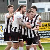 Dergview defender, Lee Warnock, scored in the National League Cup semi-final against Rosario. AN104426