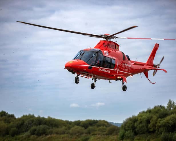 The three vehicle collision on the Tattymoyle Road was attended to by Air Ambulance NI alongside fire crews, paramedics and police. SU4244CD26