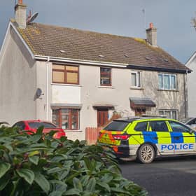 Police at the scene of the shooting in Dervock on Tuesday.