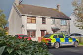 Police at the scene of the shooting in Dervock on Tuesday.