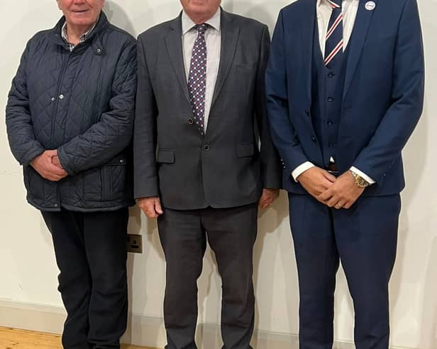 From left to right: William Craig, Jim Allister and Allister Kyle