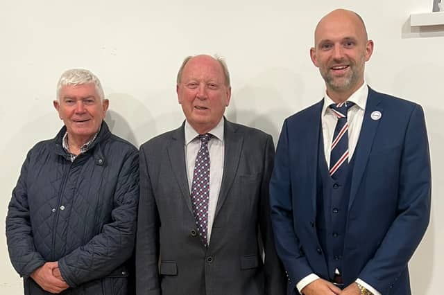 From left to right: William Craig, Jim Allister and Allister Kyle
