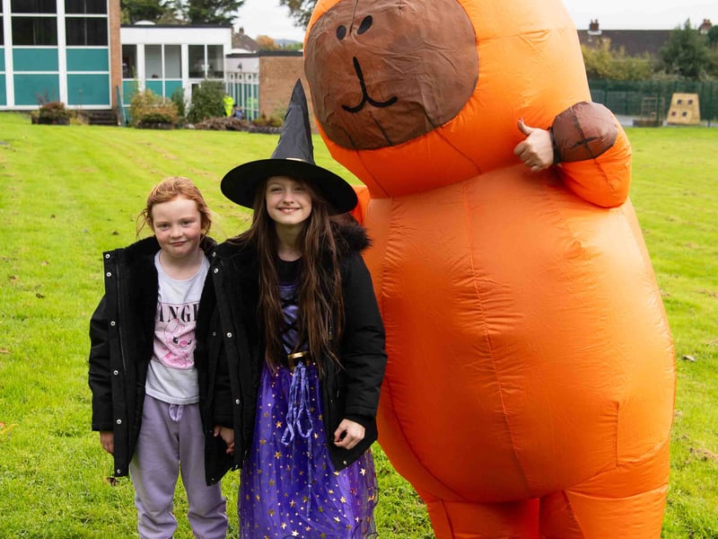 Posing for the Antrim Guardian photographer at the Ballycraigy Primary School Halloween event in aid of the school PTA.