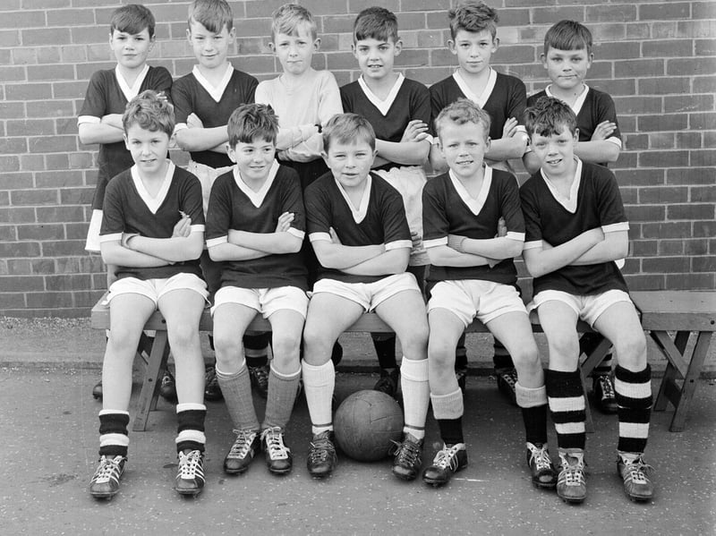 The Hyvots Bank Primary School football team pictured in January, 1964. The school was demolished in 1978.