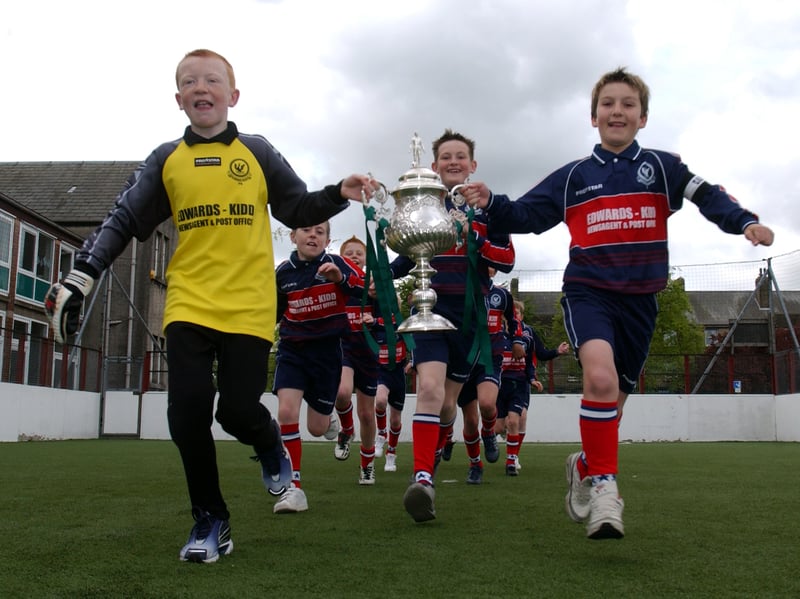 Balgreen Primary School's football team pictured at the school near Saughton Park, celebrating winning the Inspectors Cup in 2003.