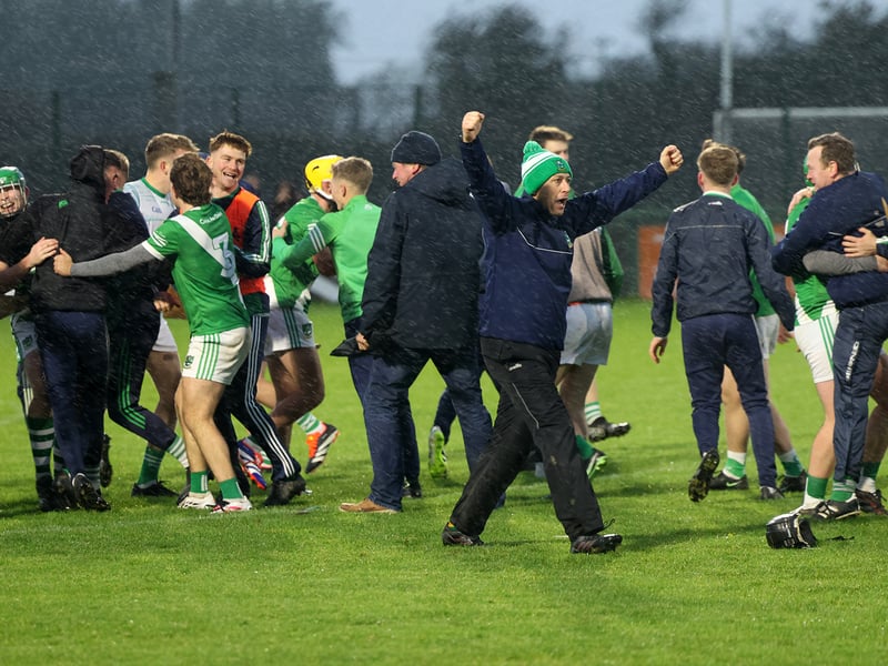 Knockaderry celebrating winning  the Intermediate Hurling Championship