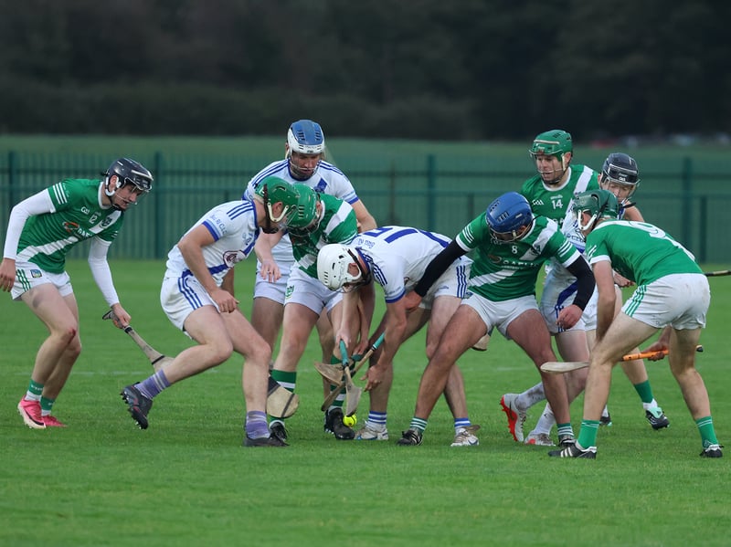 Brian Sexton trying to win possession for Bruree against Knockaderry