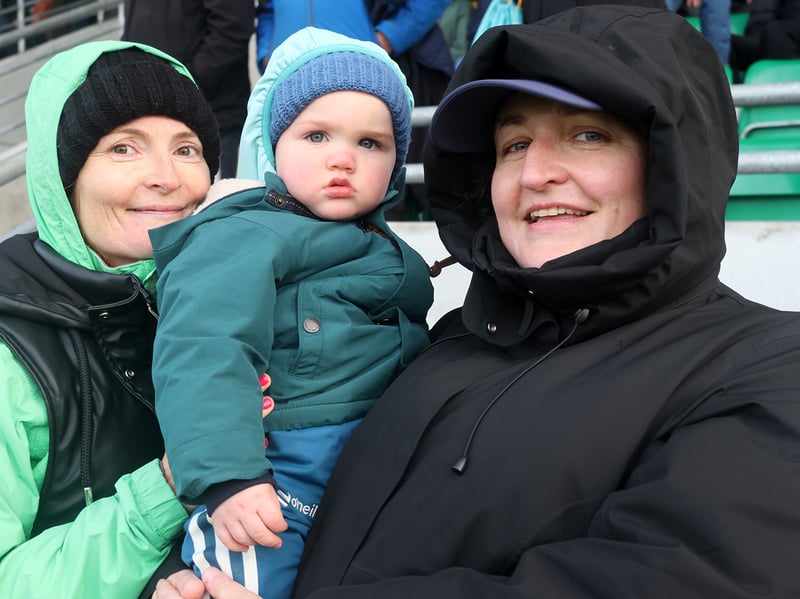 Aileen and Aoife Downes with Patrick Downes watching Knockaderry versus Bruree