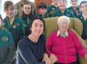 Sister Consilio with Michelle Kerrigan and pupils from Drim National School, Loughrea