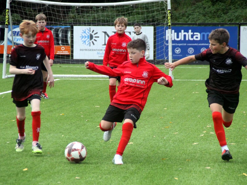 Pupils from Hardy Memorial Primary School, Richhill making use of the 3g pitch at the opening of Richardson Park. ND264119