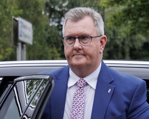 Jeffrey Donaldson exiting a vehicle