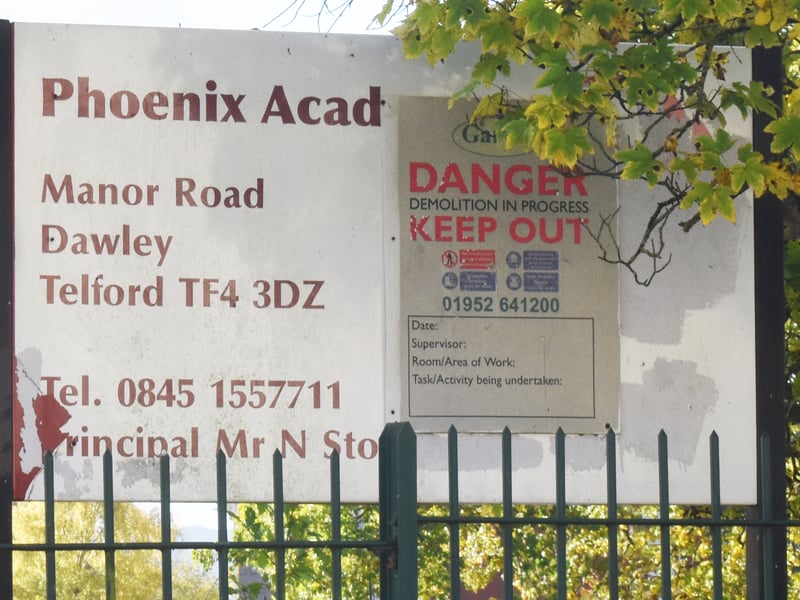 The old Phoenix Academy sign was still up as the redevelopment started, but it will surely be removed soon, perhaps even by the time you read this. No doubt new signs will appear, offering new homes For Sale in "Phoenix Rise."