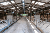 Inside empty farm shed stock image