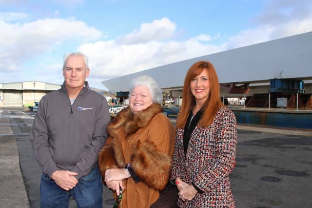Pictured L-R at the Port are WHA Finance Director Kieran Grant, Eileen Murphy (Women's Aid Armagh Down CEO) and Roslyn Young, Executive Assistant at WHA.