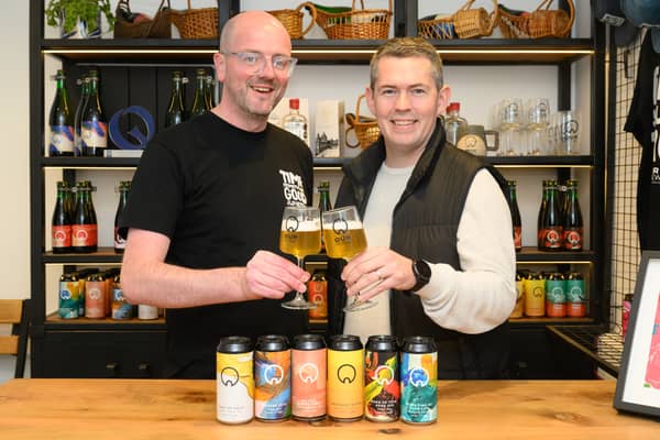 (L-R) Jonathan Mitchell, co-founder of Our Brewery and Michael Crealey, Lead Packaged Buying Manager at Tesco Northern Ireland, toast to the awarded Our Brewery range available at selected Tesco stores across NI.