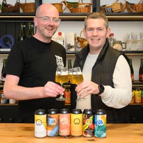 (L-R) Jonathan Mitchell, co-founder of Our Brewery and Michael Crealey, Lead Packaged Buying Manager at Tesco Northern Ireland, toast to the awarded Our Brewery range available at selected Tesco stores across NI.