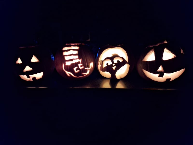 Donna Dodds shared this row of carved pumpkins. 
 