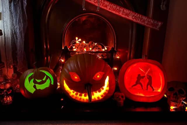 Joanne Lee Melia shared these three great pumpkins.