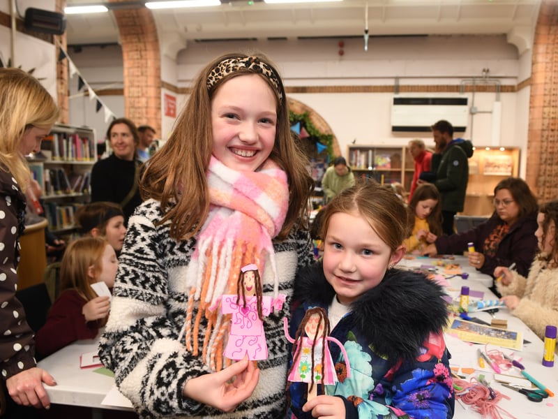 Emilia Allanson, 11, and Sienna Allanson, 7, at the Leeds City Library workshop.