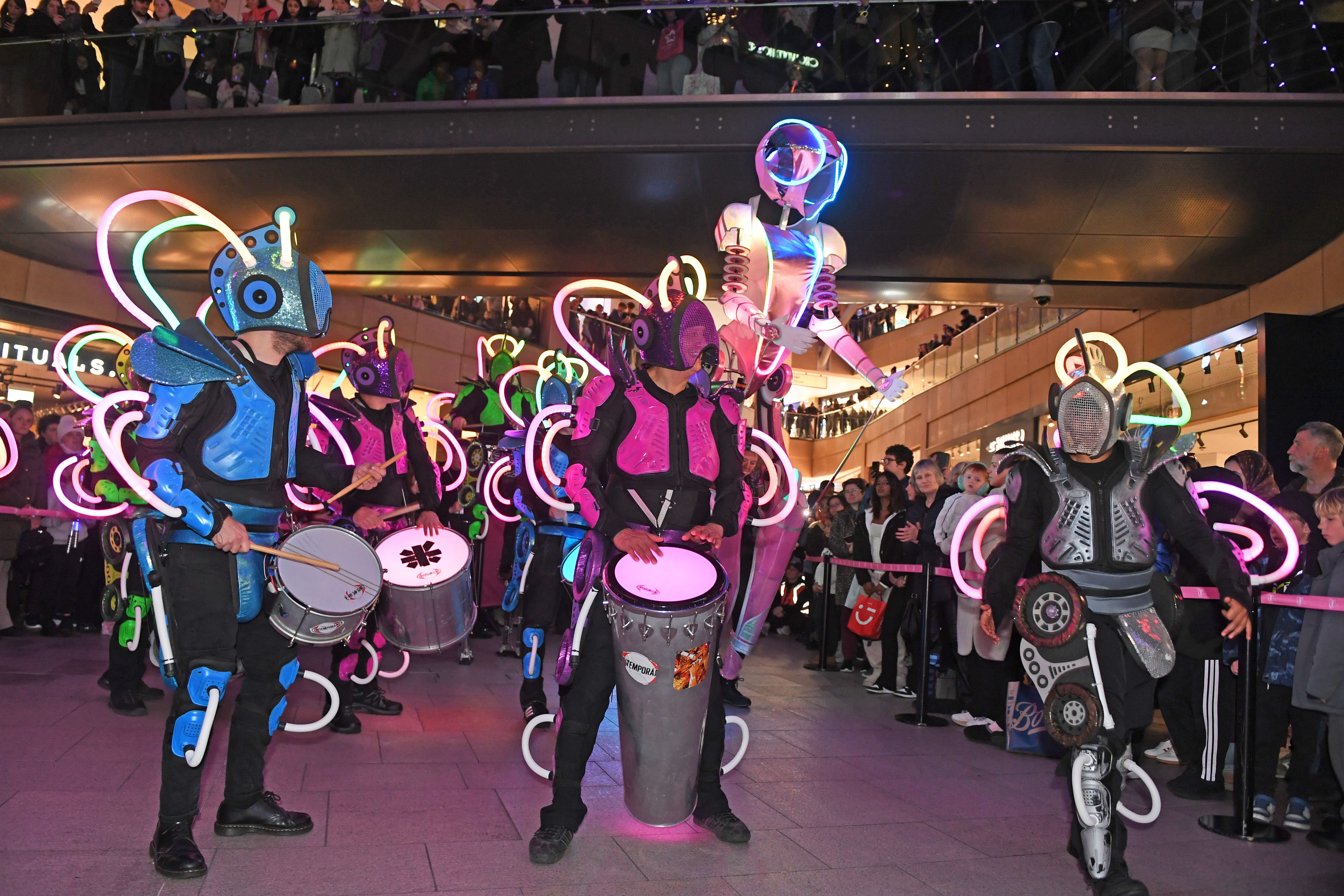 Controlled by a sparkly dancing robot queen, IOLA 2.0 and her Robots by Global Grooves brings a futuristic party to the centre.