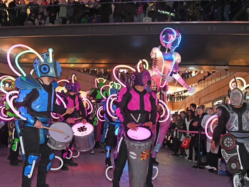 Controlled by a sparkly dancing robot queen, IOLA 2.0 and her Robots by Global Grooves brings a futuristic party to the centre.