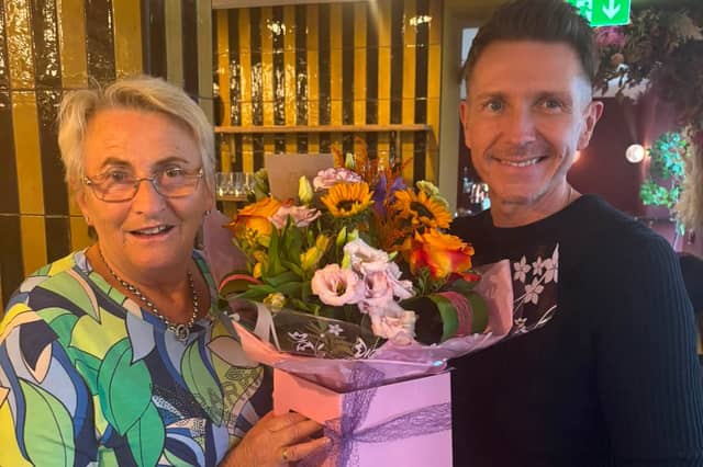 Northern Trust Healthcare Assistant Eleanor Coulter, who is celebrating an extraordinary career milestone after five decades in the health service, pictured with Philip Dawson, Manager at the Roddens Residential Home in Ballymoney.