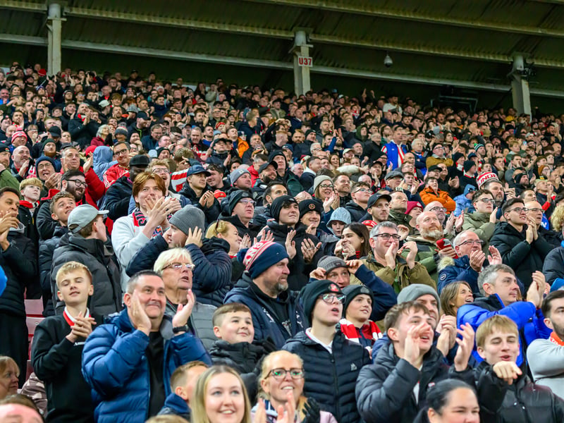 Sunderland fans in action against Brentford at the Stadium of Light in the Carabao Cup. Photo by Chris Fryatt.