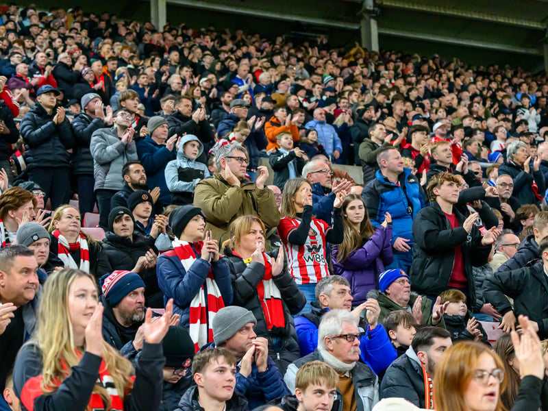 Sunderland fans in action against Brentford at the Stadium of Light in the Carabao Cup. Photo by Chris Fryatt.