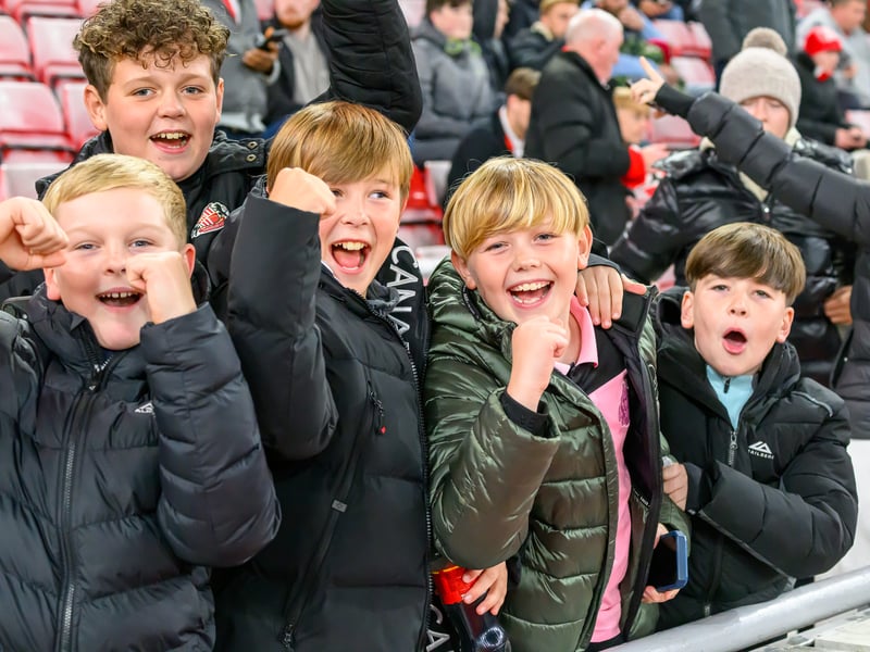 Sunderland fans in action against Brentford at the Stadium of Light in the Carabao Cup. Photo by Chris Fryatt.