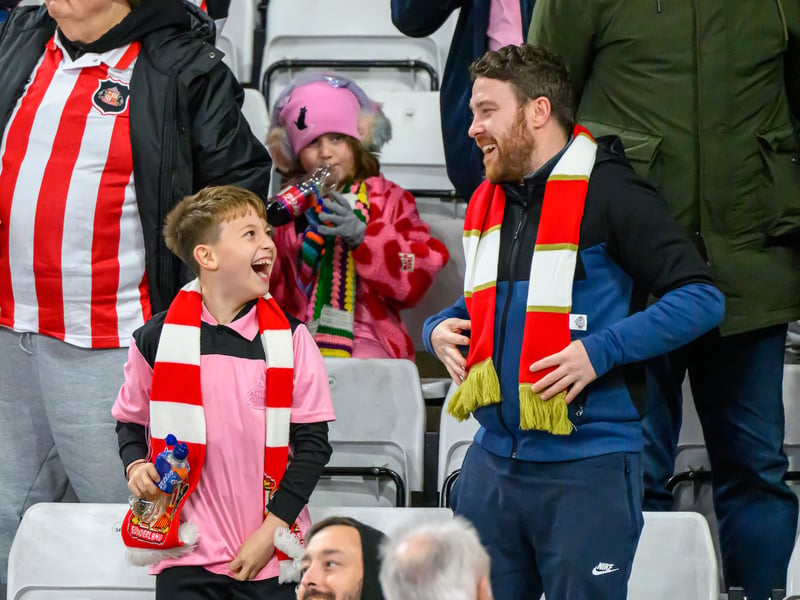 Sunderland fans in action against Brentford at the Stadium of Light in the Carabao Cup. Photo by Chris Fryatt.