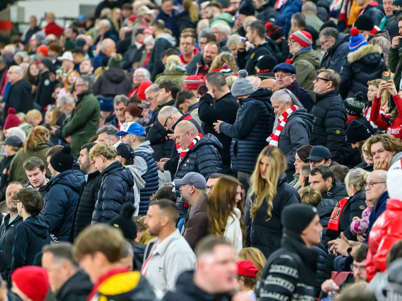 Sunderland fans in action against Brentford at the Stadium of Light in the Carabao Cup. Photo by Chris Fryatt. 