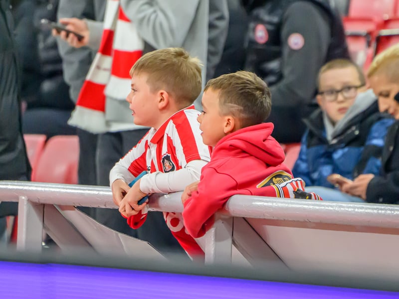 Sunderland fans in action against Brentford at the Stadium of Light in the Carabao Cup. Photo by Chris Fryatt.