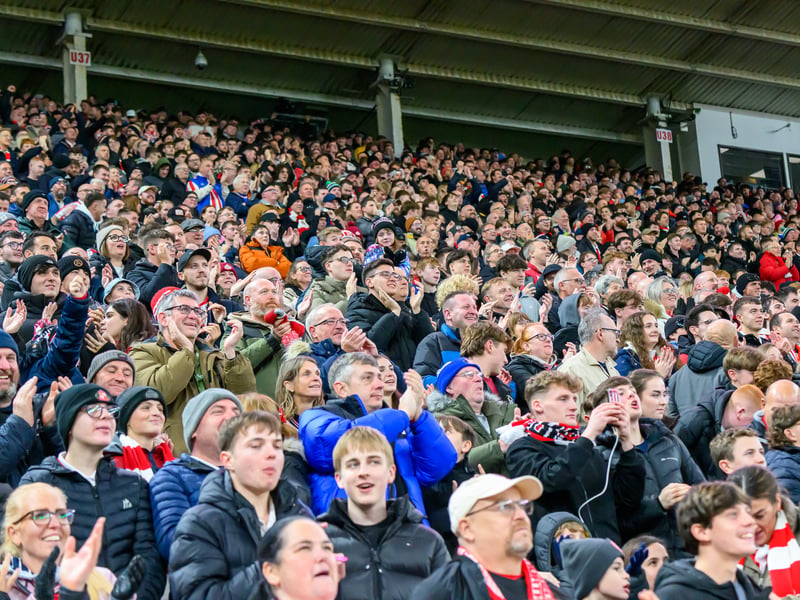 Sunderland fans in action against Brentford at the Stadium of Light in the Carabao Cup. Photo by Chris Fryatt.