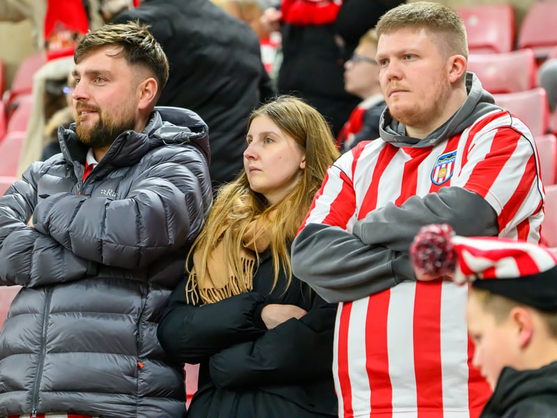 Sunderland fans in action against Brentford at the Stadium of Light in the Carabao Cup. Photo by Chris Fryatt.