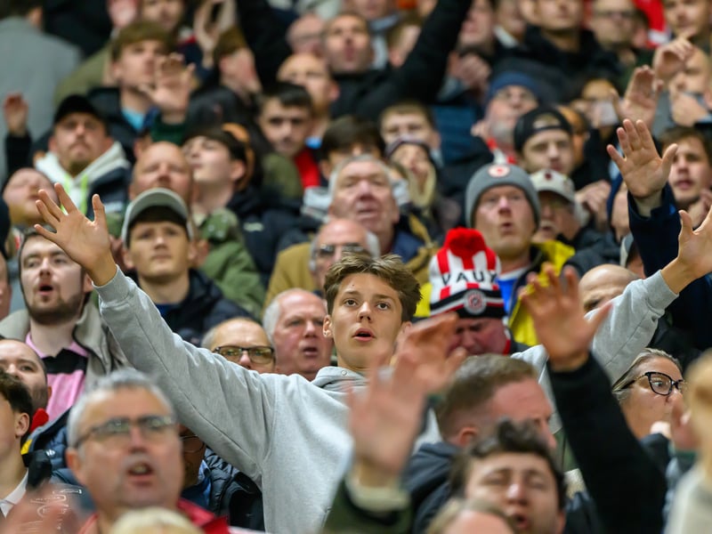 Sunderland fans in action against Brentford at the Stadium of Light in the Carabao Cup. Photo by Chris Fryatt.