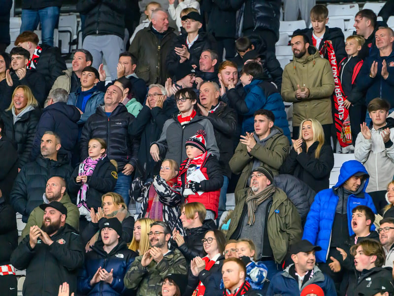 Sunderland fans in action against Brentford at the Stadium of Light in the Carabao Cup. Photo by Chris Fryatt. 