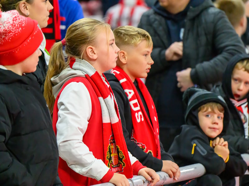 Sunderland fans in action against Brentford at the Stadium of Light in the Carabao Cup. Photo by Chris Fryatt.