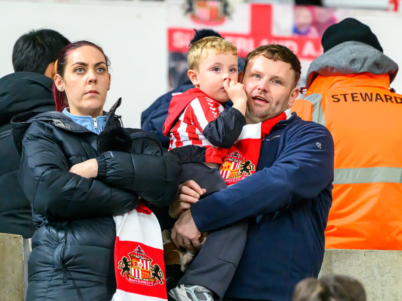Sunderland fans in action against Brentford at the Stadium of Light in the Carabao Cup. Photo by Chris Fryatt.