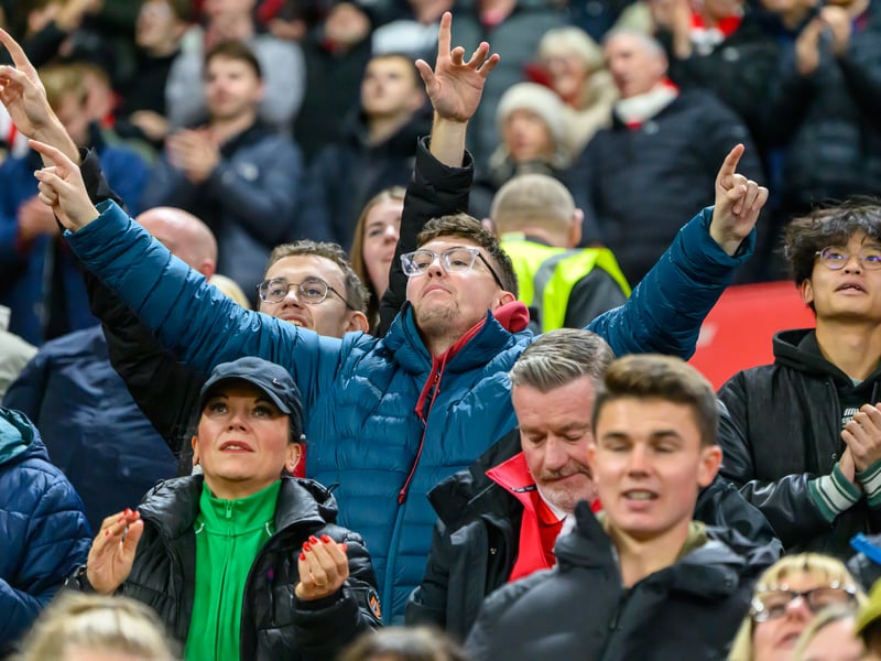 Sunderland fans in action against Brentford at the Stadium of Light in the Carabao Cup. Photo by Chris Fryatt.