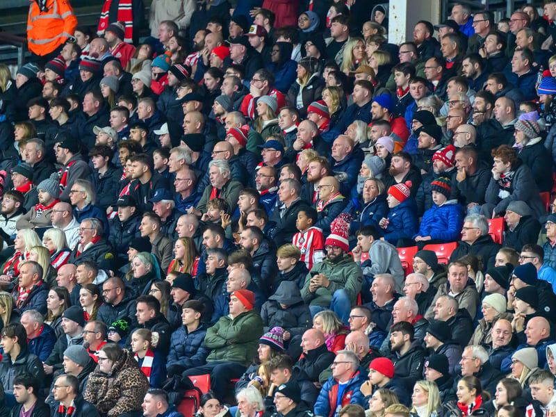 Sunderland fans in action against Brentford at the Stadium of Light in the Carabao Cup. Photo by Chris Fryatt.