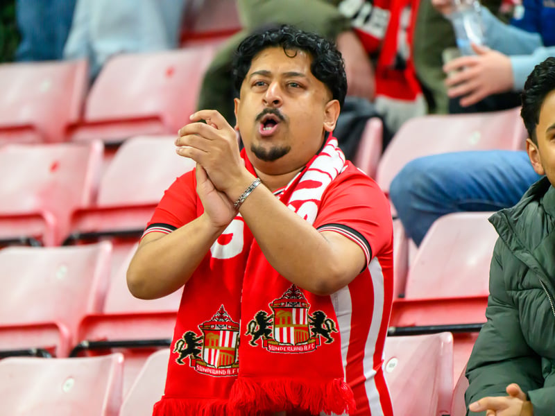Sunderland fans in action against Brentford at the Stadium of Light in the Carabao Cup. Photo by Chris Fryatt.