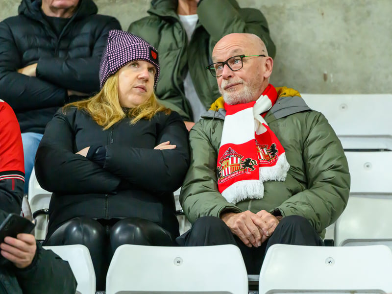 Sunderland fans in action against Brentford at the Stadium of Light in the Carabao Cup. Photo by Chris Fryatt.