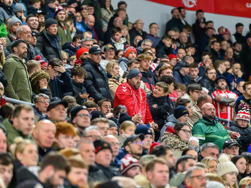 Sunderland fans in action against Brentford at the Stadium of Light in the Carabao Cup. Photo by Chris Fryatt.