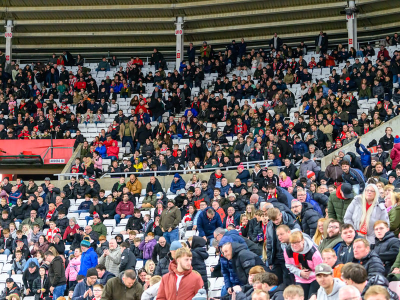 Sunderland fans in action against Brentford at the Stadium of Light in the Carabao Cup. Photo by Chris Fryatt. 