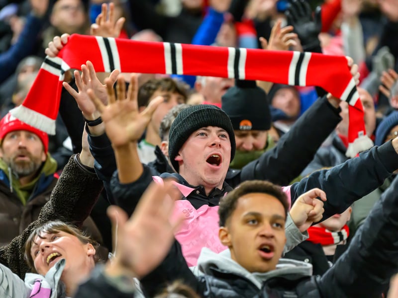 Sunderland fans in action against Brentford at the Stadium of Light in the Carabao Cup. Photo by Chris Fryatt.