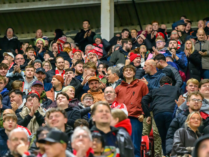 Sunderland fans in action against Brentford at the Stadium of Light in the Carabao Cup. Photo by Chris Fryatt.