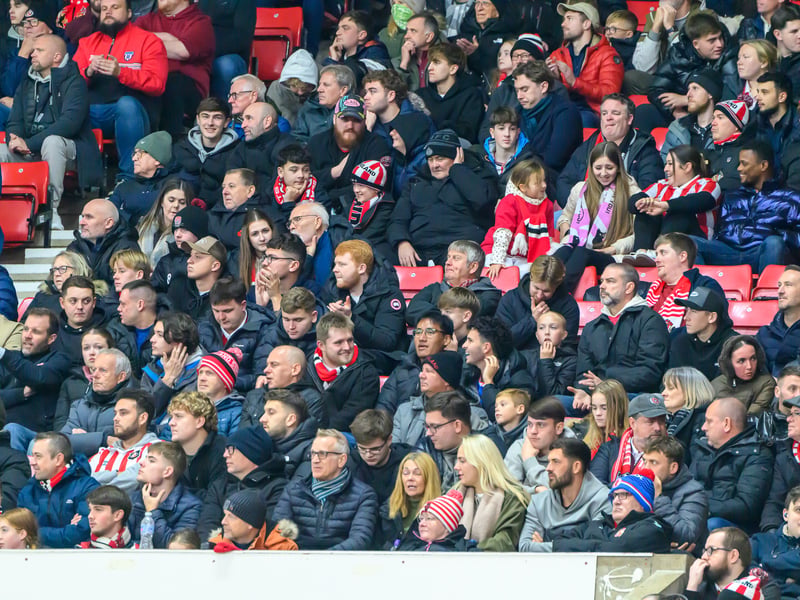 Sunderland fans in action against Brentford at the Stadium of Light in the Carabao Cup. Photo by Chris Fryatt.