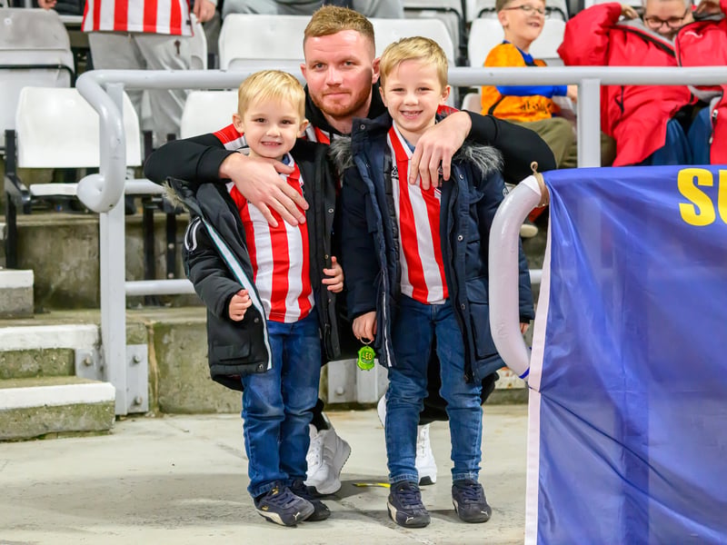 Sunderland fans in action against Brentford at the Stadium of Light in the Carabao Cup. Photo by Chris Fryatt. 
