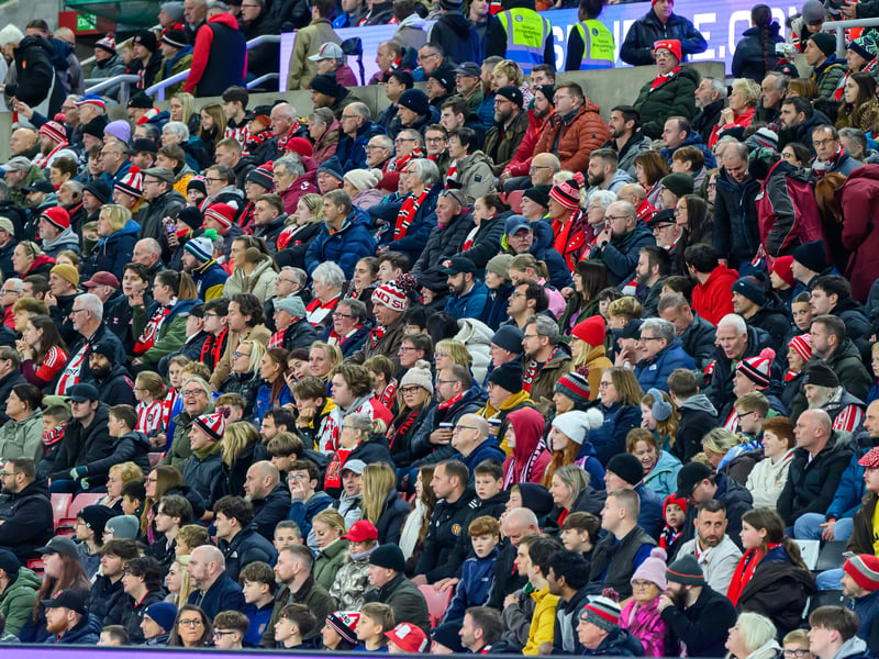 Sunderland fans in action against Brentford at the Stadium of Light in the Carabao Cup. Photo by Chris Fryatt.